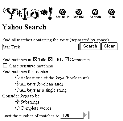 Yahoo Search Page