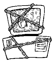 A computer wrapped with chains