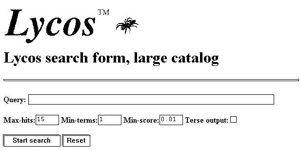 Lycos search page