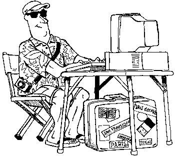 A tourist dude at a computer