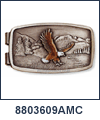 Eagle Anson Mens Jewelry Accessories Money Clip. Crafted in the US with attention to detail. Traditional designs with contemporary styling. Each money clip features double spring action for a secure hold. 22 karat gold electroplate or rhodium electroplate money clips. Anson USA. Copyright milnejewelry.com