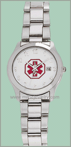 Gent Doc Tock Emergency Medical Alert Watch with Date. Copyright Think Tank & Milne Jewelry