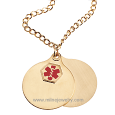 Doc Tock Double Dog Tag Engravable Stainless Steel Emergency Medical Symbol Necklace. Identify your medical information in an emergency situation. Copyright milnejewelry.com