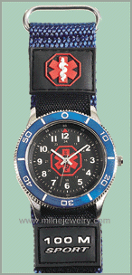 Doc Tock Gent Emergency Medical Symbol Fast Wrap Strap Sport Watch. Identify your medical information in an emergency.Copyright milnejewelry.com