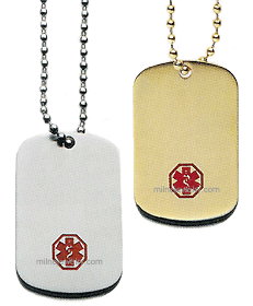 Doc Tock Emergency Medical Information ID Identification Dog Tag Necklace Pendant. Copyright milnejewelry.com