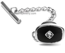IDHQ Men's Jewelry Accessories Black Onyx and Cubic Zirconia Tie Tack. Copyright milnejewelry.com