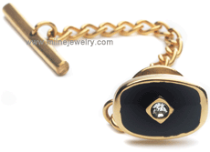 IDHQ Men's Jewelry Accessories Black Onyx and Cubic Zirconia Tie Tack. Copyright milnejewelry.com
