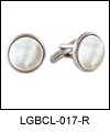 LGBCL017R Pearly Mother-of-Pearl Rhodium Cuff Link Set. Genuine mother-of-pearl, polished edge, rhodium electroplate. Copyright Milne Jewelry.