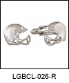 LGBCL026R Sporty Sophistication Football Helmet Cuff Link Set. Polished finish, rhodium electroplate. Copyright Milne Jewelry.