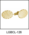 LGBCL126 Dapper Gold Scallop Cuff Link Set. Etched finish, scallop edge, 23 karat gold electroplate, engravable. Copyright Milne Jewelry.
