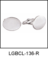 LGBCL136R Satiny Finish Rhodium Oval Cuff Link Set. Polished edge, rhodium electroplate, engravable. Copyright Milne Jewelry.
