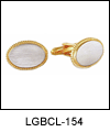 LGBCL154 Retro Art Deco Etched Brush Finish Cuff Link Set. Etched brush finish, bead edge, 23k gold electroplate, engravable. Copyright Milne Jewelry.