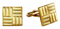 LGBCL158 Retro Art Deco 4 Square Cuff Link Set. Satiny polished finish, 23 karat gold electroplate. Copyright Milne Jewelry.