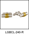 LGBCL240R Retro Art Deco Gold Wrap Cuff Link Set. Polished finish, rhodium electroplate, 23k gold electroplate wrap. Copyright Milne Jewelry.
