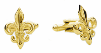 LGBCL269Y Emblematic Gold Fleur-de-lis Cuff Link Set. 23 karat gold electroplate. Copyright Milne Jewelry.