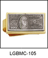 LGBMC105 $100 Dollar Bill Money Clip - 23 karat gold electroplate. Copyright Milne Jewelry.
