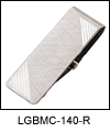 LGBMC140R Linear Diagonal Hinged Money Clip. Etched diagonal lines, rhodium electroplate, engravable. Copyright Milne Jewelry.
