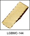 LGBMC144 Dapper Gold Scallop Hinged Money Clip. Scalloped edge, brush finish, 23 karat gold electroplate, engravable. Copyright Milne Jewelry.