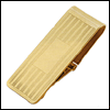 LGBMC148R Felicitous Gold Horizontal Line Hinged Money Clip. Etched horizontal lines, 23 karat gold electroplate, engravable. Copyright Milne Jewelry.