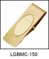 LGBMC150 Polished Oval Hinged Money Clip. Brushed finish, 23 karat gold electroplate, engravable. Copyright Milne Jewelry.