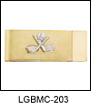 LGBMC203 Leisure Golf Symbol Money Clip - 23 karat gold electroplate, engravable. Copyright Milne Jewelry.