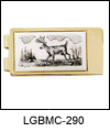 LGBMC290 Leisure Etched Buck Deer Money Clip - 23 karat gold electroplate. Copyright Milne Jewelry.