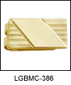 LGBMC386 Gold Fluent Iconic Obliquity Money Clip. Classic diagonal engraving plaque, tooled lines, 23 k gold electroplate. Copyright Milne Jewelry.