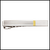 LGBTB119R Linear Design Two-Tone Horizontal Line Tie Bar. Tooled lines, rhodium & 23k gold electroplate, engravable. Copyright Milne Jewelry.