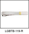 LGBTB119R Linear Design Two-Tone Horizontal Line Tie Bar. Tooled lines, rhodium & 23k gold electroplate, engravable. Copyright Milne Jewelry.