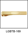 LGBTB169 Felicitous Gold Oval Center Tie Bar. Tooled horizontal lines, rhodium electroplate, engravable. Copyright Milne Jewelry.