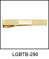 LGBTB290 Felicitous Gold Horizontal Line Tie Bar. Etched horizontal lines, 23 karat gold electroplate, engravable. Copyright Milne Jewelry.