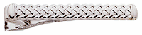 LGBTB389R Rhodium Fluent Classic Weave Tie Bar. Classic weave design, rhodium electroplate. Copyright Milne Jewelry.