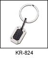 ST-KR824 Rectangular Stainless Steel Key Ring with Carbon Fiber. Copyright Milne Jewelry.
