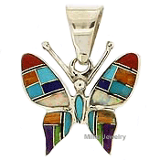 SM-PD448-MC18 Butterfly Channel Inlay Pendant. Copyright Milne Jewelry