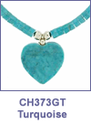 SM-CH373GT Graduated Turquoise Heshi with Heart Pendant. Copyright Milne Jewelry