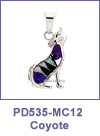 SM-PD535-WOP/MC12 Coyote Reversible Channel Inlay Pendant. Copyright Milne Jewelry