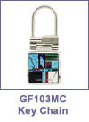 SM-GF103MC Mosaic Inlay Paddle Lock Style Key Chain. Copyright Milne Jewelry