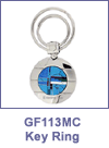 SM-GF113MC Mosaic Inlay Round Double Ring Key Chain. Copyright Milne Jewelry