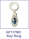 SM-GF117MC Mosaic Inlay Oval Double Ring Key Chain. Copyright Milne Jewelry