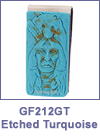 SM-GF212GT Chief and Bear Etched Turquoise Money Clip. Copyright Milne Jewelry