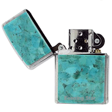 SM-GF500KT Kingman Turquoise Original Size Zippo Lighter. Copyright Milne Jewelry