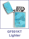 SM-GF501KT Kingman Turquoise Slim Zippo Lighter. Copyright Milne Jewelry