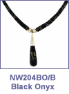 SM-NW204BO/B Graduated Black Onyx Heshi with Raindrop Pendant. Copyright Milne Jewelry