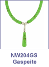 SM-NW204GS Graduated Gaspeite Heshi with Raindrop Pendant. Copyright Milne Jewelry