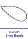 SM-NW281 Classic 6mm Sterling Silver Bead Necklace. Copyright Milne Jewelry