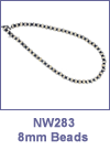 SM-NW283 Classic 8mm Sterling Silver Bead Necklace. Copyright Milne Jewelry