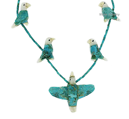 SM-NW311KT Kingman Turquoise Eagle Fetish Necklace. Copyright Milne Jewelry