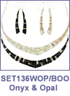 SM-SET136-WOPBOO Reversible Onyx and Opal Channel Inlay Necklace and Earring Set. Copyright Milne Jewelry