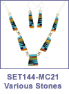 SM-SET144-MC21 Traditional Mosaic Inlay Necklace and Earring Set. Copyright Milne Jewelry