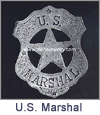 U.S. Marshall Wild West Law Enforcement Badges. These replica badges are cast from a tin and zinc alloy, using molds made from the original, authentic badge, and has a pin soldered on the back. Special care and attention has been given to retaining every minute detail of the original badge. Copyright Milne Jewelry Company.